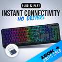 KLIM Chroma Wireless Keyboard RGB Backlit Gaming, Rechargeable Battery, PC Keyboard, Durable & Water-Resistant, Compatible with PS4, PS5 & Mac - Black