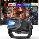 Magcubic Smart Projector with WiFi 6 and Bluetooth 5.4, Mini Protable Projector 4K & 8K Support, Built-in Android 14, Auto Keystone, Video Proyector for Home Theater/Outdoor Movie HY300Max, Black