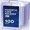 100ct Magnetic Card Holder, 35pt One Touch Card Holder, U-V Protectors Hard Plastic for Trading Cards, Magnet Case, Sports, Football, Baseball Cards Holder
