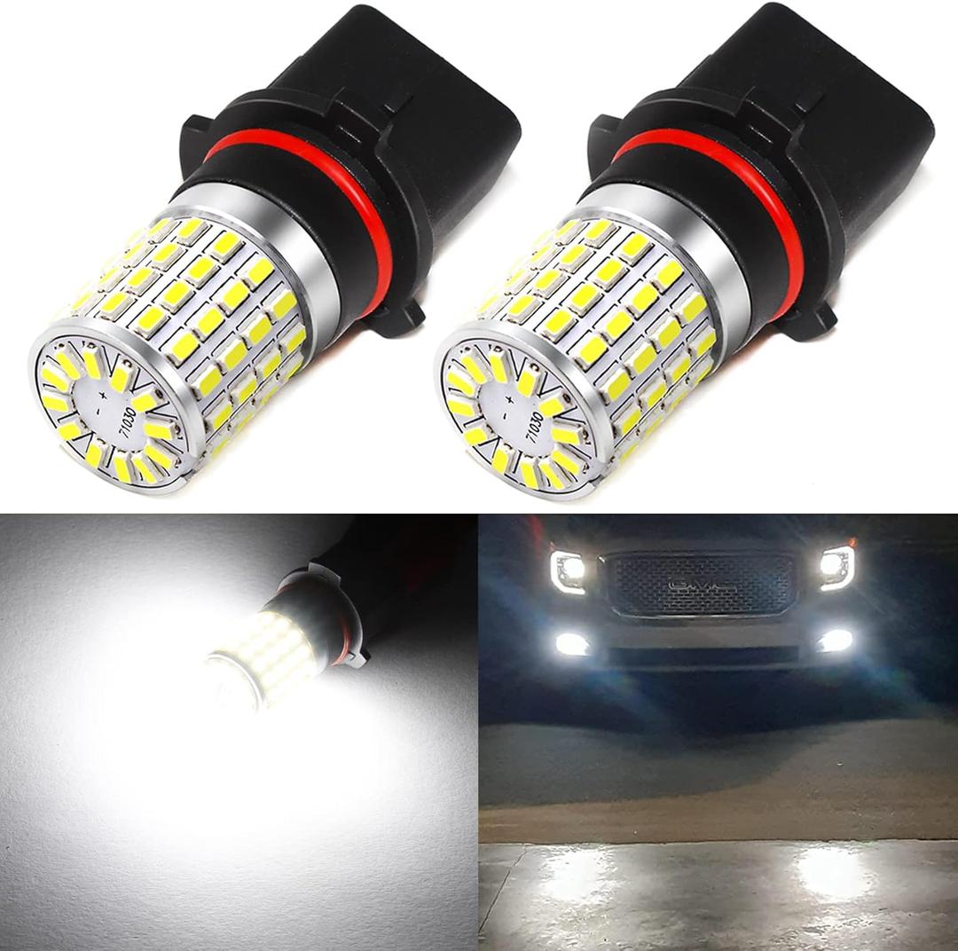 PHINLION PSX26W 12278 LED Fog Lights, PWY26W H28W LED DRL Bulbs, 2000 Lumens Super Bright 3014 72-SMD 12278C1 12V Car Fog Lamps, 6000K Xenon White