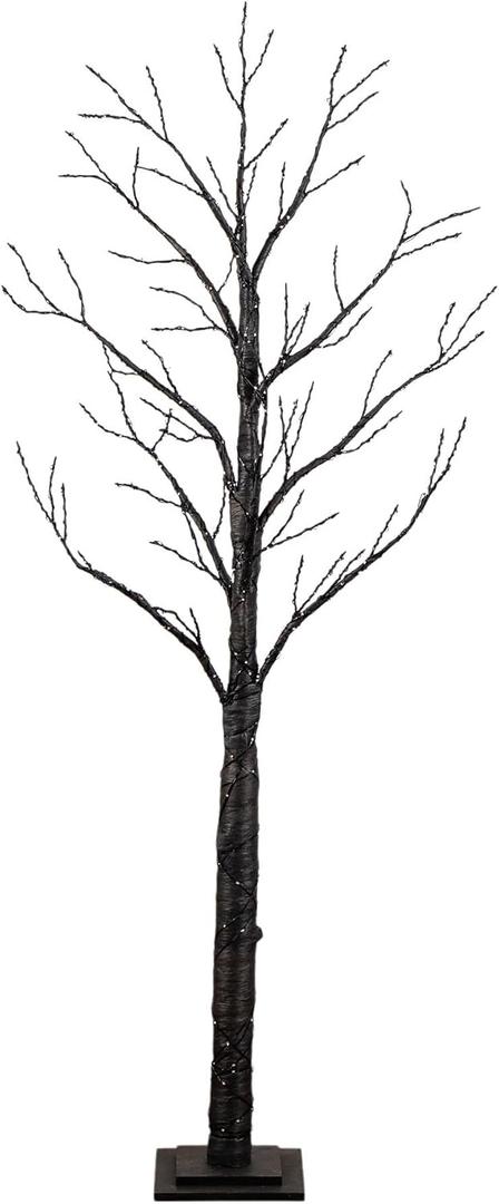 Nearly Natural 6ft Pre-Lit Halloween Twig Tree with 480 Orange & Purple LED Lights