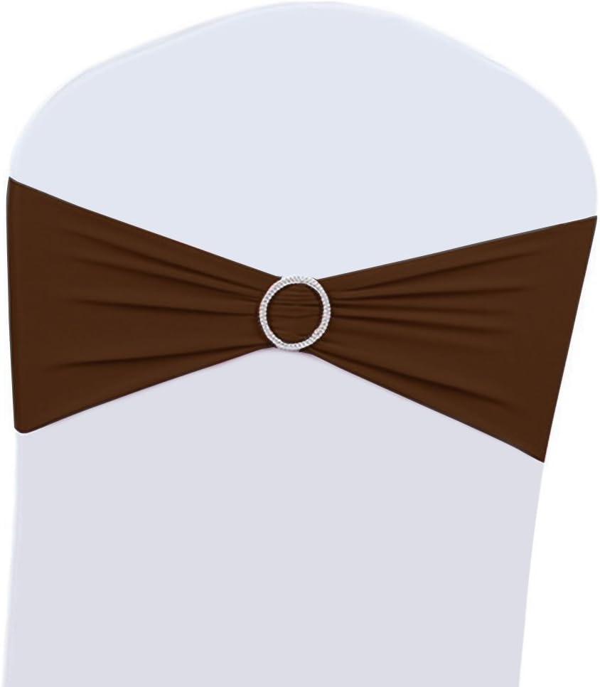 100PCS Wedding Chair Decorations Stretch Chair Bows and Sashes for Party Ceremony Reception Banquet Spandex Chair Covers slipcovers (100, Coffee)