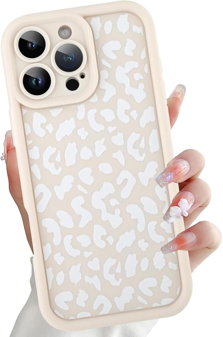 OOK for iPhone 16 Pro 6.3 Inch Case, Silicone Leopard Pattern Cute Cheetah Phone Case Soft Slim Shockproof Protective Cover for Women Girls - Beige