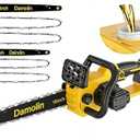 12"+16" 2-IN-1 Brushless Electric Chainsaw Cordless Compatible with Dewalt 20V MAX Battery, Battery Powered Chainsaw with Auto Oiler, 2x 12''+16'' Chains for Tree/ Wood Cutting Pruning-ONLY TOOL