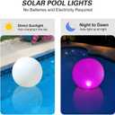 Esuper Floating Pool Lights Solar Powered 1 PCS, 14 Inch Color Changing Led Glow Globe Solar Pool Lights That Float, Inflatable Waterproof Solar Floating Pool Ball Lights for Pool, Party Decorations