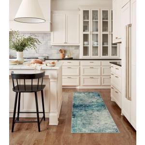 Lahome Modern Abstract Runner Rug with Rubber Backing - 2x6 Washable Rug Runners for Hallways Non Slip, 6 Ft Long Accent Carpet for Bathroom Kitchen Bedroom Entryway,Blue/Grey