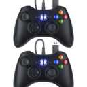 Dinosoo Replacement for Xbox 360 Controller Wired, PC Controller with Upgraded Joystick, Double Shock, 2.5mm Audio Jack - Pack of 2 