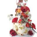Chinese Queen Cake Topper, Red Series Festive Cake Decoration, Luxurious Golden Butterfly, Flower, Acrylic Cake Decoration, Wedding Decoration, Multi-Element Combination Set