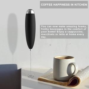 Electric Milk Frother Handheld, Frother Wand for Coffee, Battery Operated (Not included) Drink Mixer Matcha Whisk, Foam Maker for, Frappe Hot Chocolate, Cappuccino, Lattes (Black)