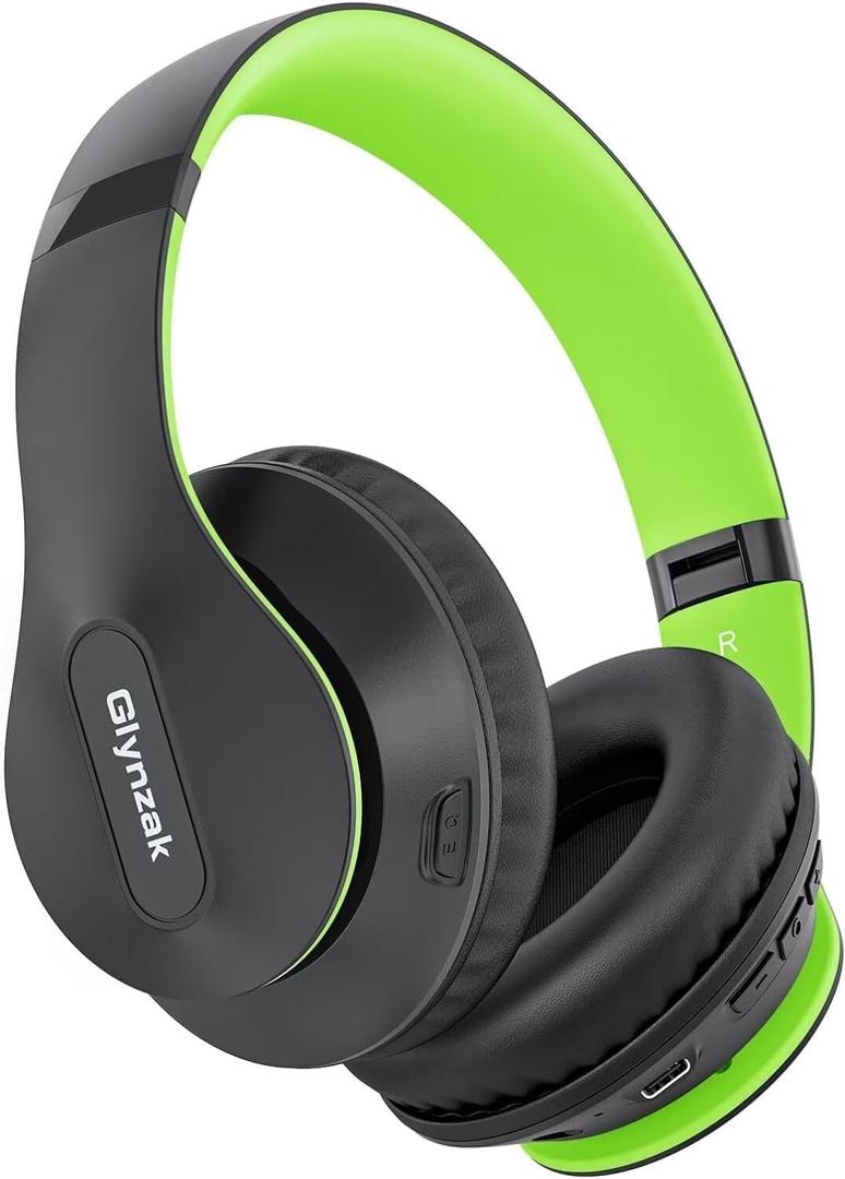 Wireless Bluetooth Headphones Over Ear 65H Playtime HiFi Stereo Headset with Microphone and 6EQ Modes Foldable Bluetooth V5.3 Headphones for Travel Smartphone Computer Laptop (Green)