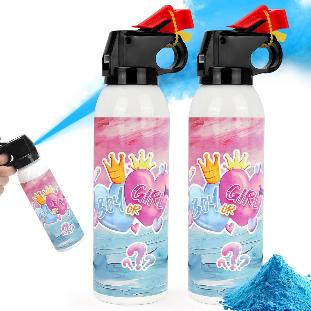 Gender Reveal Fire Extinguisher, 2 Pack Gender Reveal Ideas Gender Reveal Party Decorations Baby Girl Boy Reveal Party Ideas Gender Reveal Decor (Blue, Small)