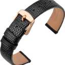 ANNEFIT Women's Leather Watch Band 10mm 12mm 13mm 14mm 15mm 16mm 18mm 20mm, Lizard Grain Slim Thin Replacement Strap