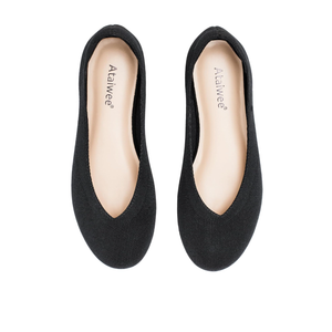 Ataiwee Women's Wide Width Flat Shoes - Fashion Dressy Knitted Soft Breathable Comfort Slip-On Ballet Flats. 9W