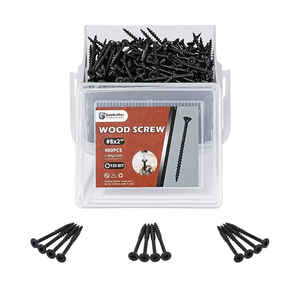 Deck Screws 2 Inch, 200PCS Exterior Wood Screws, #8 x 2 Fence Construction Screws, Torx Head, Rust Resistant Epoxy Coated, T25 Bits Included, Black