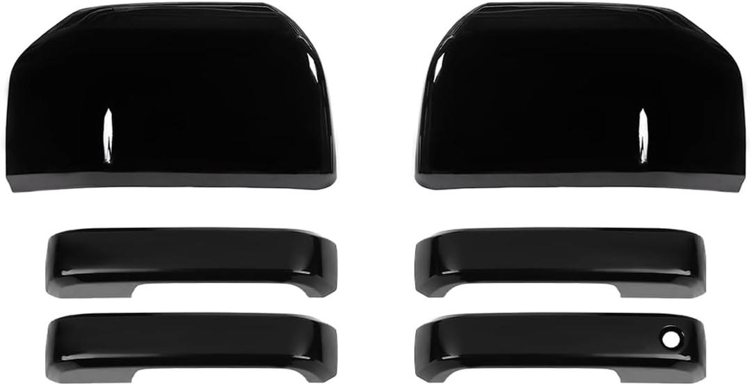 RAZPOY Black Rearview Mirror Cover & Door Handle Covers Kit Compatible with Ford F150 Accessories 2015-2020