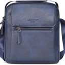 Medium & Small Crossbody bag for men shoulder bag mens purse satchel leather messenger bag gift (Navy)