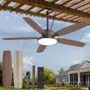 Fanbulous 52'' Outdoor Ceiling Fans with Light and Remote,IP65 Wet Rated Waterproof Ceiling Fan with 6-Speed DC Motor, Farmhouse Gazebo Fan for Porch Patios Pavilion(Oil Bronze)