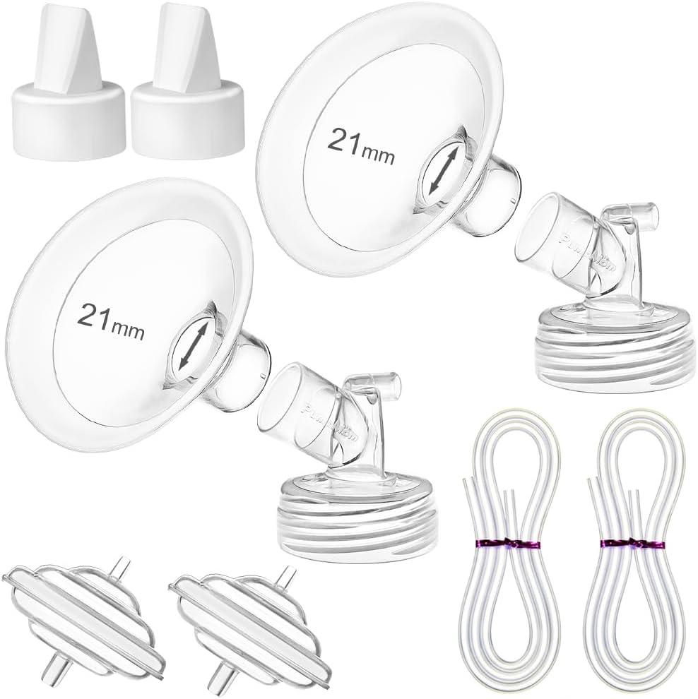 PumpMom-us 21mm Pump Parts for Spectra S2 S1 9 Plus Breast Pumps, 21mm Flange Backflow Protector Tubing Valves, Not Original Spectra Pump Parts