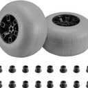 Beach Balloon Wheels, 13" Flat-Free Solid PU Beach Cart Tires Replacement Big Sand Wheels for Beach Buggy, Kayak Trolley, Canoe Cart, Rolling Walker, Garden Cart, Wheelchair & Buggy, 2-Pack (Grey)