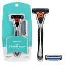 2 x Amazon Basics 3-Blade MotionSphere Razor for Men with Dual Lubrication, Handle & 2 Cartridges (Cartridges fit Amazon Basics Razor Handles only) (Previously Solimo)