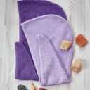 Long Cotton Hair Towel Wrap for Women 28"x11" (Pack of 2) Purple, Hair Towel Cotton
