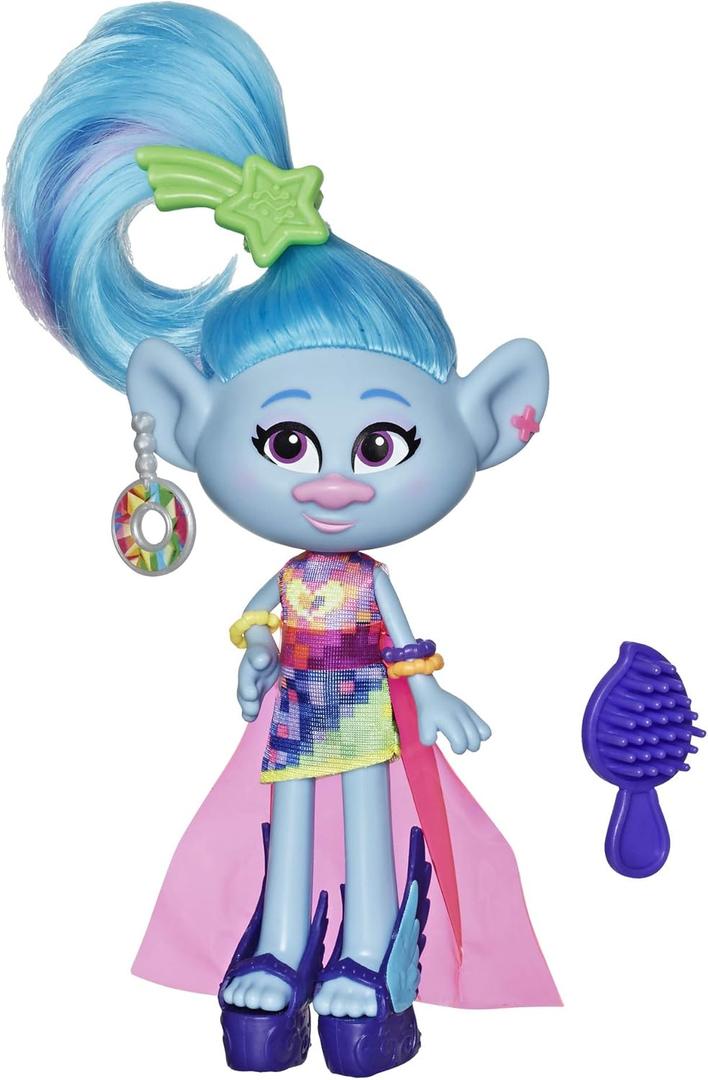 DreamWorks Trolls Glam Chenille Fashion Doll with Dress, Shoes, and More, Inspired by Trolls World Tour, Toy for Girl 4 Years and Up