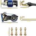 Lumber Rack Ratchet Straps, W/J-Hook (2PCS), 1.4" Black Square Tube Mount, 1.5" Wide x 7.5' Long, Blue Ladder Rack Ratchet Straps, 500 lbs Load Heavy Duty, Truck Rack Straps, Pipe/Roof Rack Strap