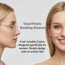 2 Pack Semi-Rimless Reading Glasses for Women, Lightweight Metal Frame Blue Light Blocking Reading Glasses Women