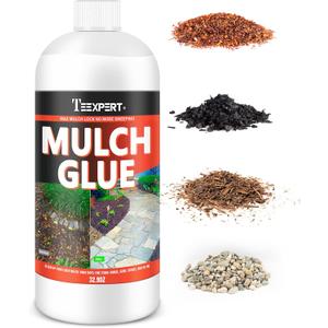 Teexpert Strong Rock Glue, Mulch Glue for Landscaping Water-Based Safe, Pea Gravel Binder Stabilizer Fast Dry, Mulch Stay Put for Stone, Wood Chips, Bark, 32.9OZ