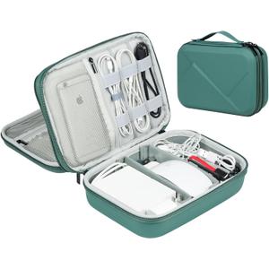 EVA Electronic Accessories Storage Case Large Shockproof Waterproof Storage Bag for Electronics Organizer Portable Cable Storage Bag for Travel or Work (Green, Double Layer)