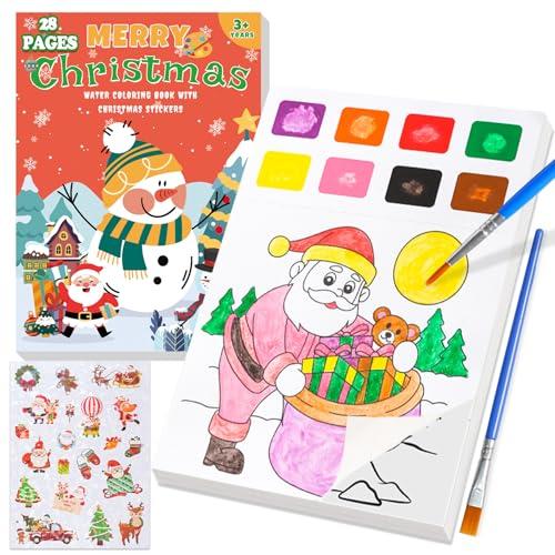 Yeolepor Christmas Crafts for Kids - Paint with Water Books and Stickers for Toddlers Mess Free Water Coloring Book Painting Craft Activities Xmas Stocking Stuffers Toy Christmas Gifts for Boys Girls