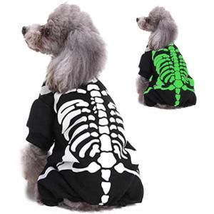 Wizland Pet Jumpsuit Halloween Skeleton Dog Costumes Clothes Apparel for Puppy Dog Cat Puppies. Extra-Small