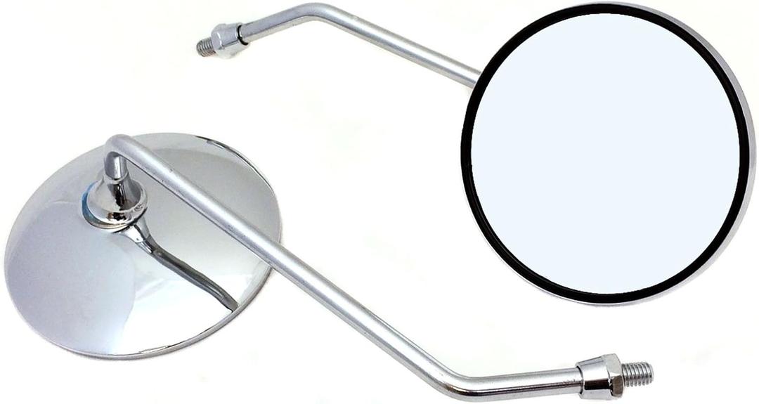 MMG Adjustable Mirror Set, 8mm RH/RH Thread, Chrome Round Shape, Motorcycle Scooter (0514)