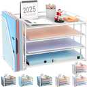 gianotter 4-Tier Paper Organizer With Magazine Holder, Desk Organizers and Accessories, Desk Accessories & Workspace Organizers, File Organizer for Office Supplies Storag (White, 4-Tier)