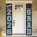 KMUYSL Graduation Decorations Class of 2026, Blue & Blue Congrats Grad Banner Hanging Flags Porch Sign, 2026 Graduation Decorations Party Supplies for Any School Indoor/Outdoor Decor