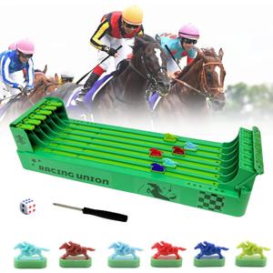 Horse Racing Game Electronic, Horse Racing Table Game with 6-Horse, Desktop Derby Horse Race Board Game for Adults Party Games(Screwdriver and Dice Attached)