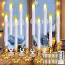Kithouse Flameless Candles 10 Pack Battery Operated Window Candles with Drip Texture,Remote Timer,10 Removable Candle Holders,10 Suction Cups,20 AA Batteries for Home Decor Christmas Wedding(Gold)