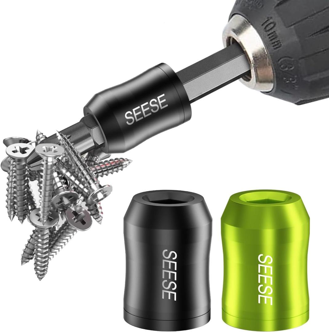 Strong Magnetic Screw Ring: 1/4 Inch/ 6.35 mm Universal Magnetic Screw Holder - Removable Magnetic Screwdriver Drill Bit Holder for Hex Screwdriver and Power Bits (2 Pcs)