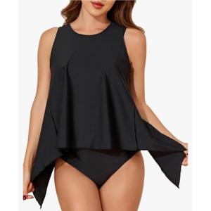 Smismivo Tankini Tops for Women Open Back Swim Tank Top Bathing Suit with Padded Sports Bra Bikini Top Two Piece No Bottom Size Medium