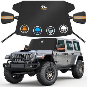 Zettum Car Windshield Snow Cover for Jeep Wrangler - 600D Car Windshield Snow Ice Cover Front Window Covers for Jeep Wrangler, Jeeps Gladiator, Ford Bronco, Toyota FJ Cruiser, Benz G Class, and More (1) Small - Jeep Wrangler / Similar Model)