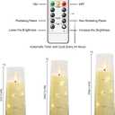 Nimiko Flickering Flameless LED Candles,Battery Operated Candles 9 Pcs with Embedded Star String,Acrylic LED Pillar Candles with Remote,Suitable for Home Decoration to Create an Atmosphere (Ivory)