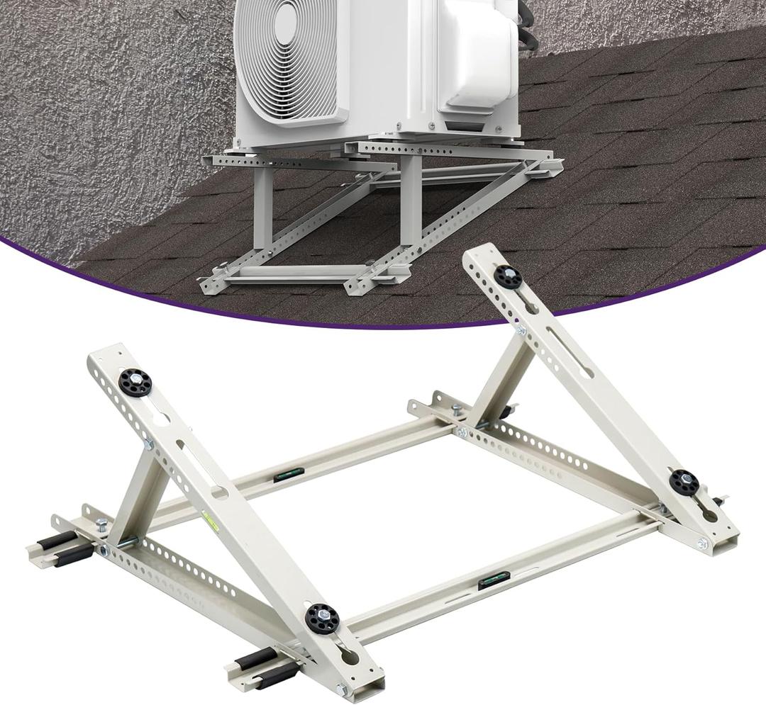 Mxclimate Roof Mounting Air Conditioner Bracket,Rooftop Support Bracket for Out Ductless Mini Split Condenser Heat Pumps & HVAC Systems,Universal,24000 Btu AC Units,Heavy Duty Support up to 330 Lbs