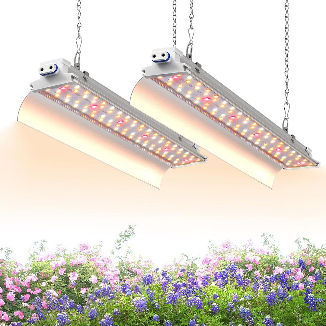 1.4FT Hanging Grow Light for Indoor Plants, Full Spectrum with 660nm Red LED, T5 2020T Light Fixture, 36W(218W) Grow Lamp with Reflectors for Seedling Tray, 2-Pack