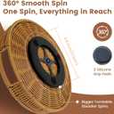 12 Inch Rattan Lazy Susan Organizer for Cabinet, Round Rotating Wicker Turntable Serving Tray with Handles for Kitchen Counter, Coffee Table