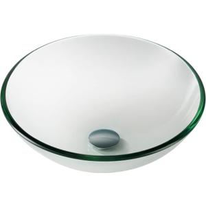 KRAUS Round Clear Glass Vessel Bathroom Sink, 16 1/2 inch GV-101