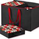 Premium Large Carrying Christmas Ornament storage Box with Clear Lid, 3" Compartment, Contains 10 Trays, Keeps 200 Holiday Ornaments & Xmas Accessories, Made Of Tear Proof Made Of 600D Oxford Fabric (Black)