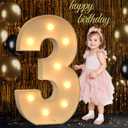 3FT Marquee Numbers, Light Up Numbers 3 for 3rd 13th 30th Birthday Decorations, Big Numbers for Party Decorations, Large Light Up Numbers for Party Decor DIY PreCut Foamboad Mosaic Numbers