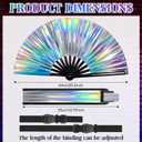 Large Rave Fan UV Glow Hand Fan with Holster for Men Women Disco Party Supplies for Carnival St. Patrick's Day Edm Music Festival Club Rave Accessories(Laser)