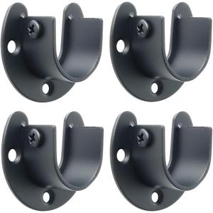 Alise 1-Inch Dia Shower Closet Rod Set Holder Flange Socket Bracket Supports,Stainless Steel Matte Black 4 Pcs