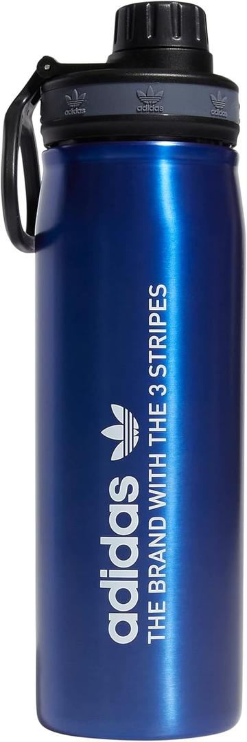 adidas Originals 600 ML (20 oz) Metal Water Bottle, Hot/Cold Double-Walled Insulated 18/8 Stainless Steel, Lucid Blue/Black/White, 20.3 Ounces